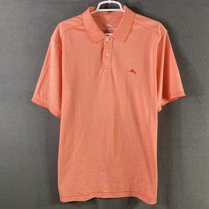 Tommy Bahama Orange Regular L Men Polo Short Sleeve Beach Classic Hawaiian Knit